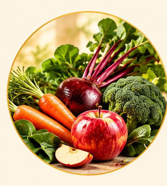 Fresh fruits and vegetables selected for dehydration